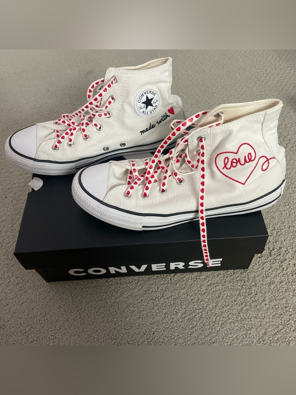 White high top heart Converse